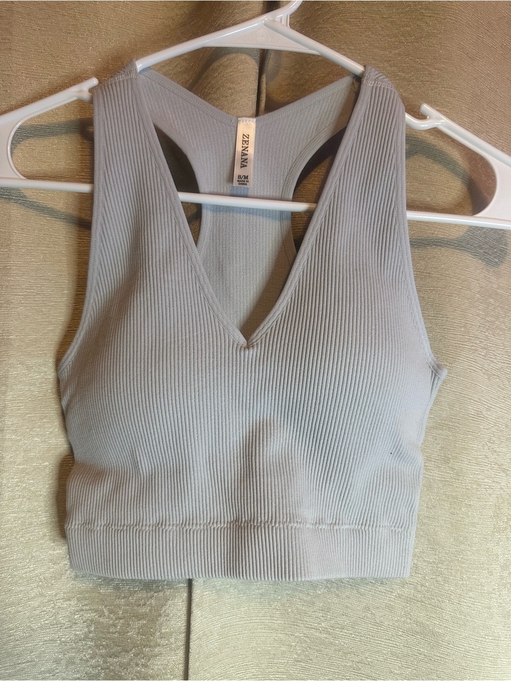 Zenana Light grey razor crop tank